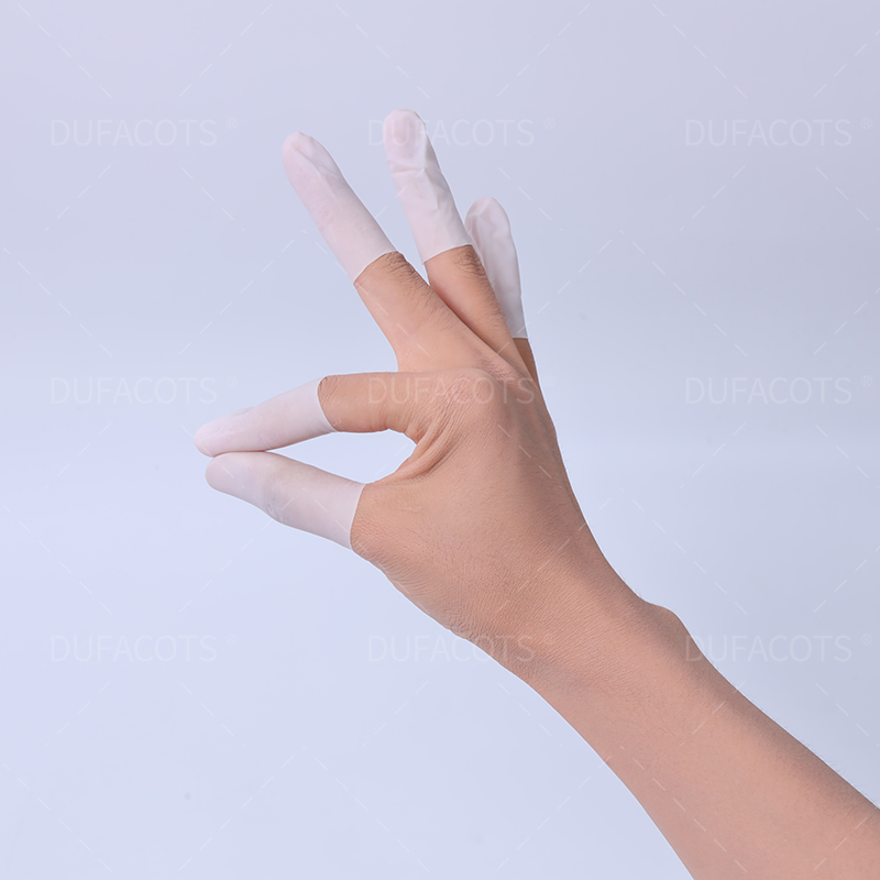 白色切口丁腈手（shǒu）指套（tào）